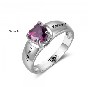 Birthstone Ring, Sterling Silver Personalized Engravable Ring JEWJORI102732